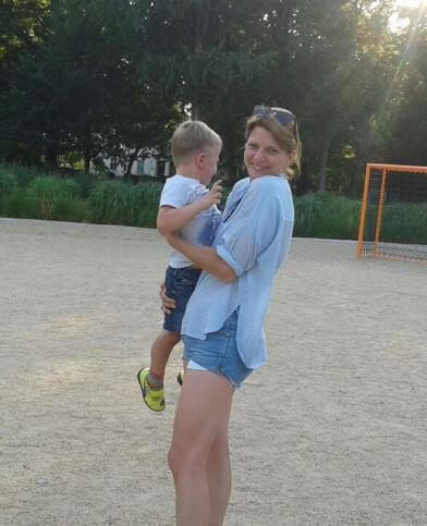 Jordis Triebel with her son.